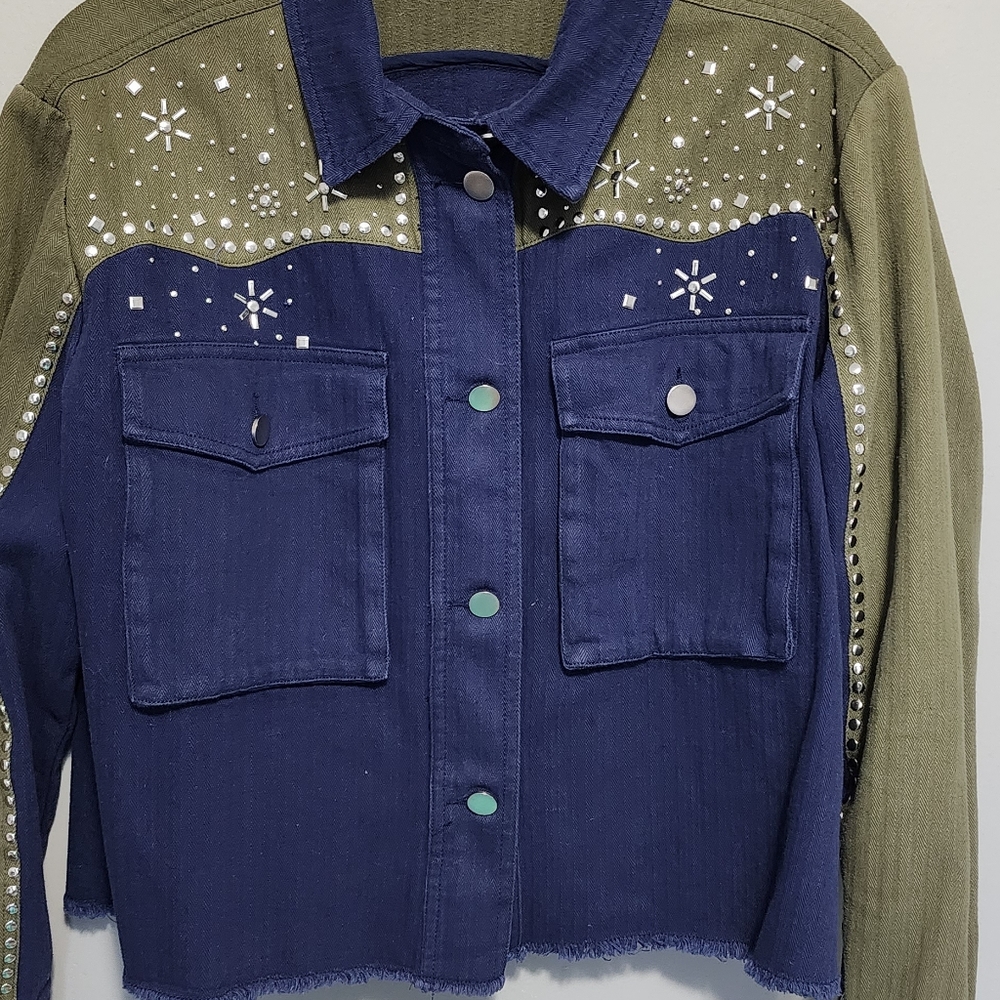 Embellished two tone jacket